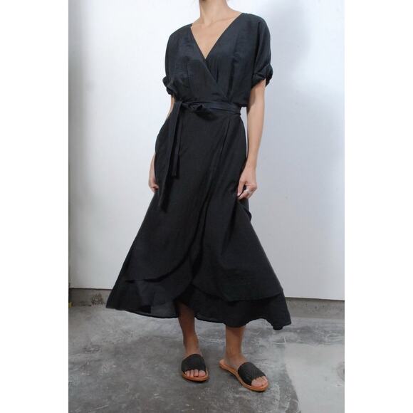 Xirena Wren Wrap Dress Stormy Gray Silk Cotton - Picture 1 of 5